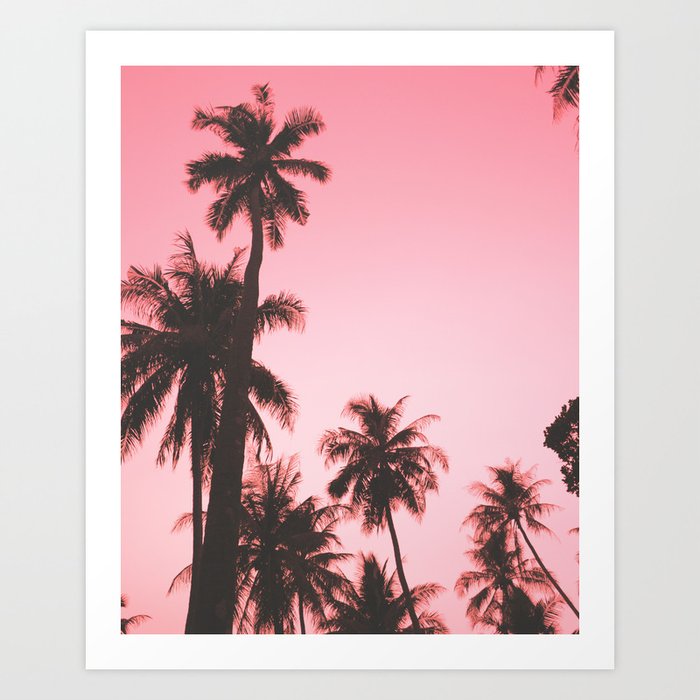 Tropical Palm Trees On Beige Pink Art Print By Waihengphoto Society6
