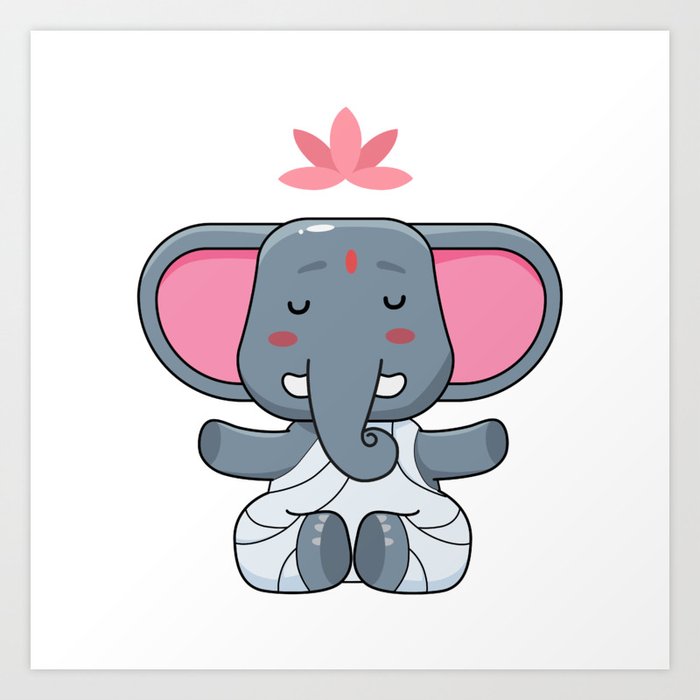 Yoga elephant Art Print