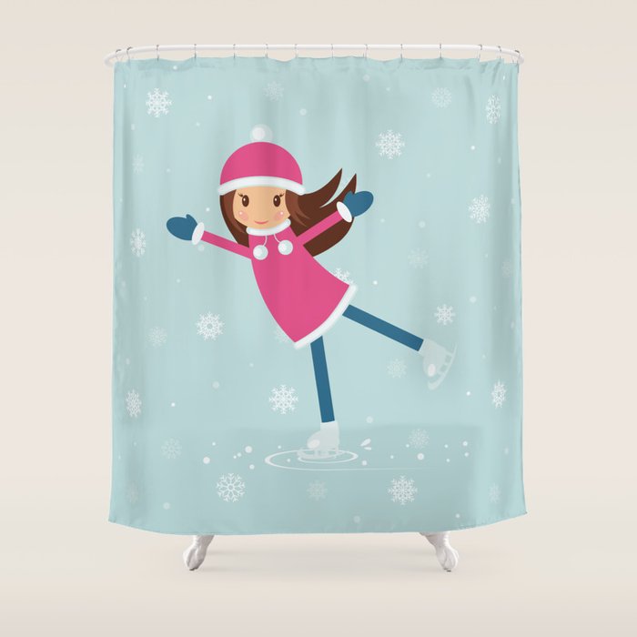 Little Girl On Skating Rink Shower Curtain By Juliatush Society6