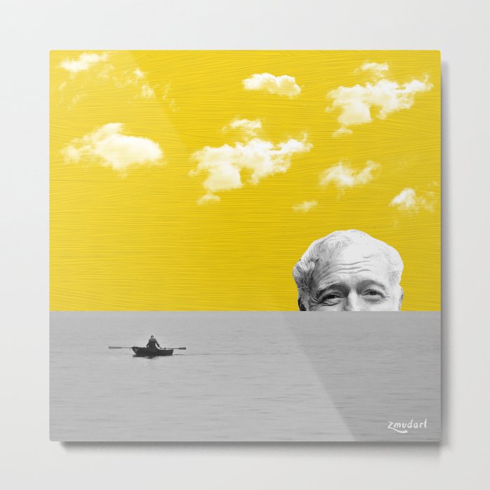 Ernest Hemingway | Old man and the Sea | Digital Collage Art Metal Print