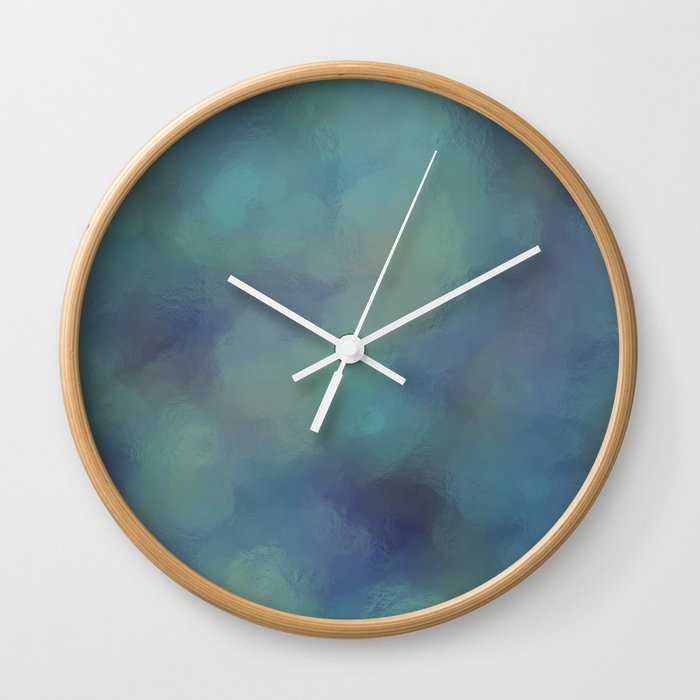 Abstract blurred fresh blue green Wall Clock