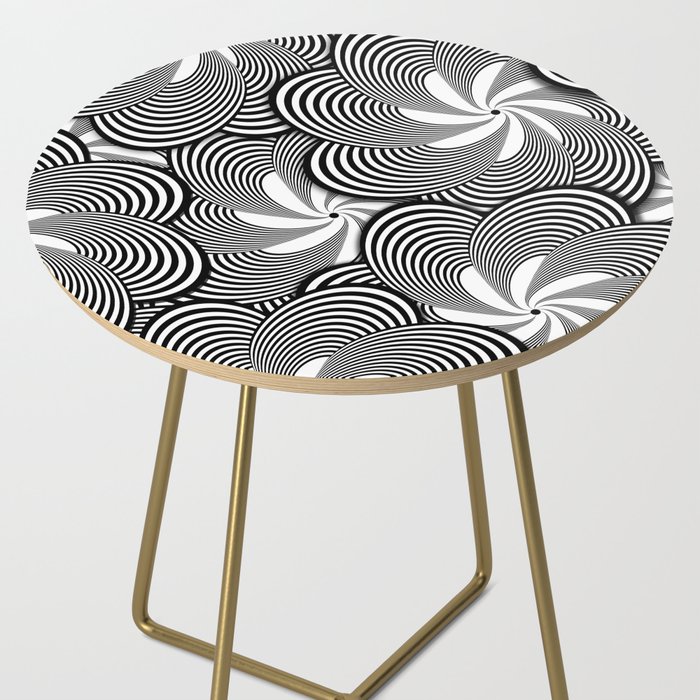 Fun Black and White Flower Pattern - Digital Illustration - Graphic Design Side Table