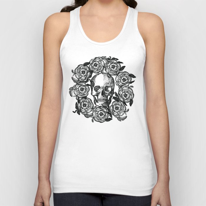 Rose Wreath With Skull Tank Top