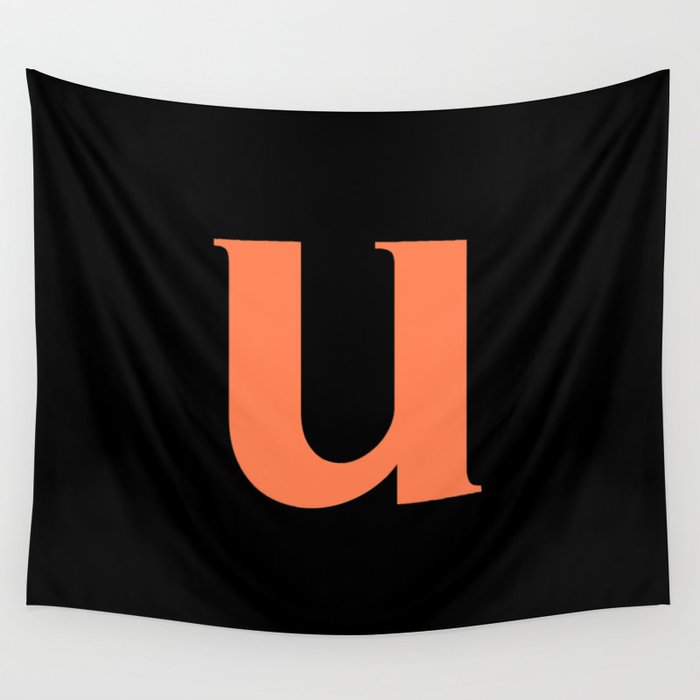 u (CORAL & BLACK LETTERS) Wall Tapestry