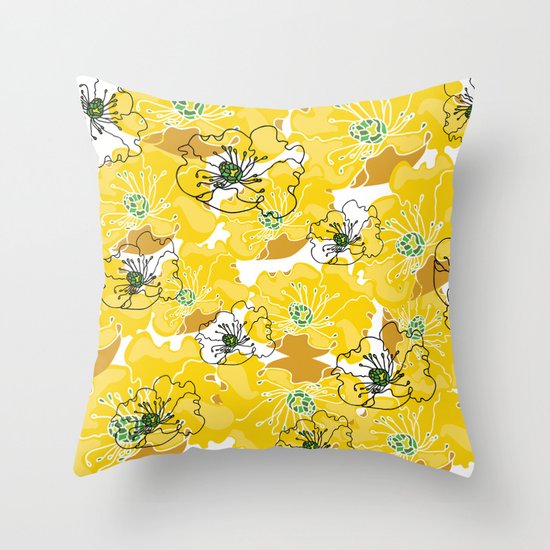 yellow marzipan flowers Throw Pillow