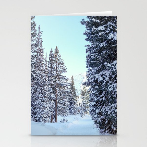 Path Through Snow Covered Trees Stationery Cards