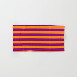 [ Thumbnail: Dark Orange and Dark Magenta Lines/Stripes Pattern Hand & Bath Towel ]