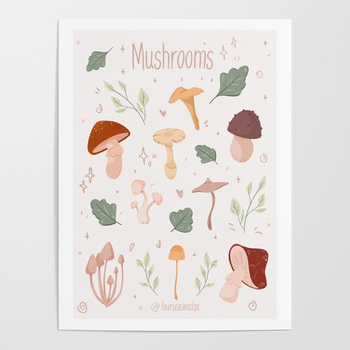 Mushrooms pattern  - Fall/Autumn pattern Poster