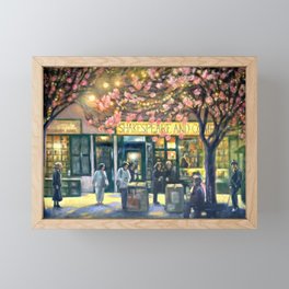Shakespeare and Company night life painting by Bonnie Parkinson Framed Mini Art Print