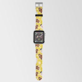 Christmas Pattern Yellow Snowman Gingerbread Apple Watch Band