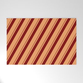 [ Thumbnail: Brown & Maroon Colored Lined Pattern Welcome Mat ]