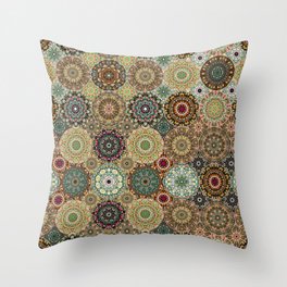 Kaleidoscope of Gems and Jewels Neutral Throw Pillow