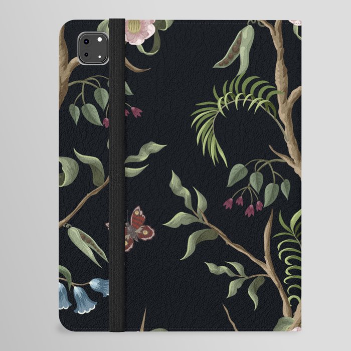 Tropical Chinoiserie Dark Peony Floral iPad Folio Case