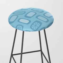 Midcentury MCM Rounded Rectangles Baby Blue Bar Stool