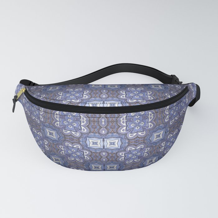 Midnight Periwinkle Symmetrical Geometric Pattern with Highlights Fanny Pack