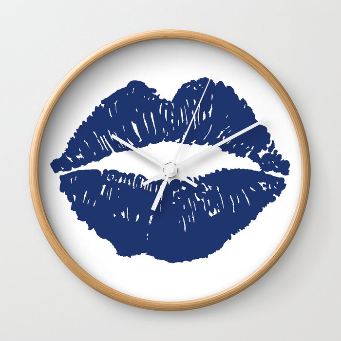 Navy Lips Wall Clock