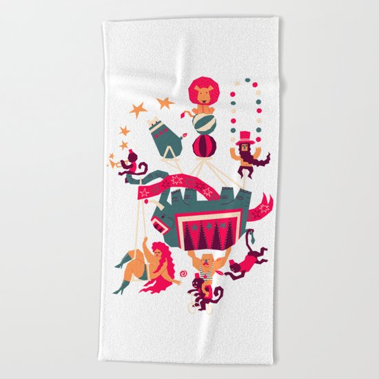 Circus is coming Beach Towel