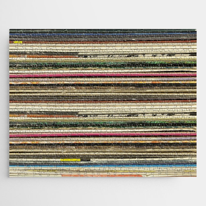 Old record carton covers stacked in pile Jigsaw Puzzle