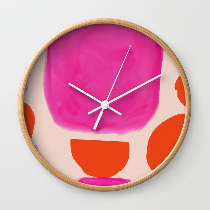 Abstract in Hot Pink and Orange Wall Clock