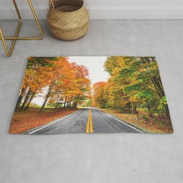 autumn road Rug | Idyllic, Curve, Tranquility, Cambridge Massachusetts, Highway, Park Manmadespace, Street, Roadmarking, Nopeople, Usa 