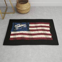 American Off Road 4x4 Overland Flag Rug | Camping, Outdoor, Flag, Adventure, Sahara, Offroader, Tire, Rubicon, Distressed, Drawing 