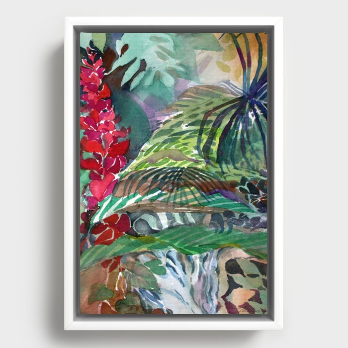 Tropical Waterfall Framed Canvas
