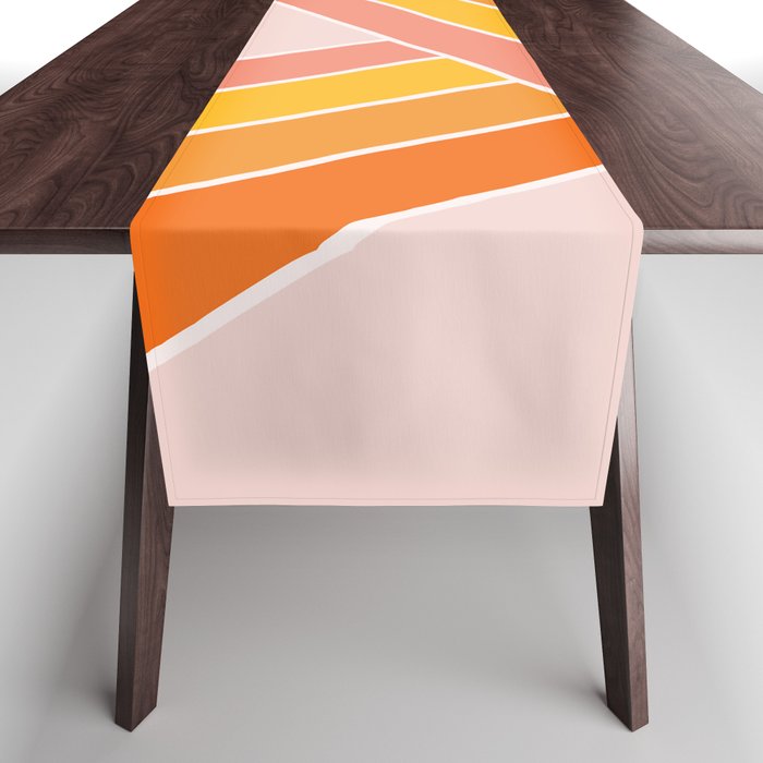 Pink, yellow and orange retro stripes Table Runner
