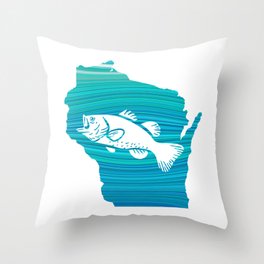 Wisconsin Wave Fishing Throw Pillow