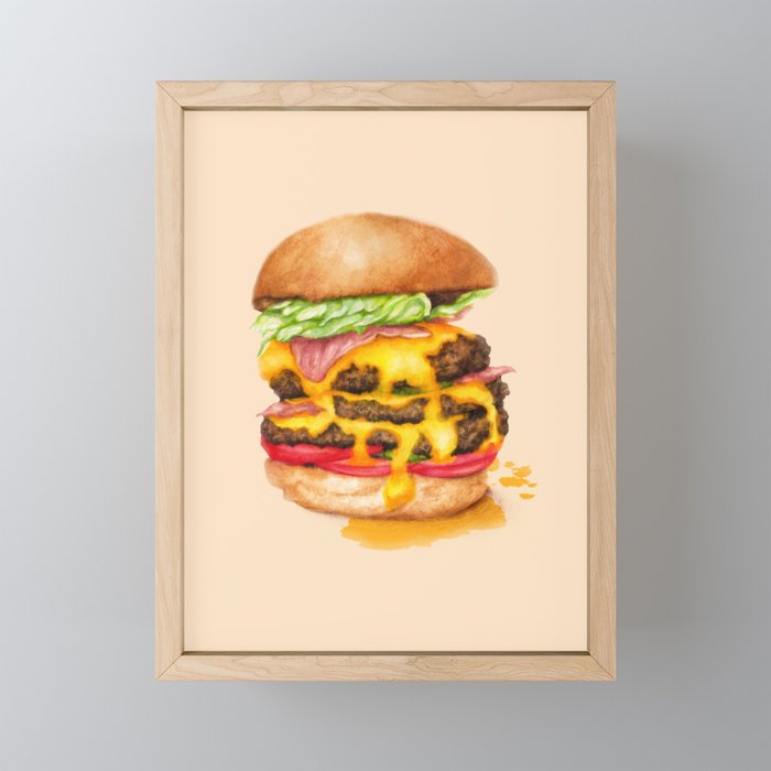Juicy Cheeseburger Framed Mini Art Print