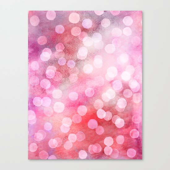 Strawberry Sunday - Pink Abstract Watercolor Dots Canvas Print