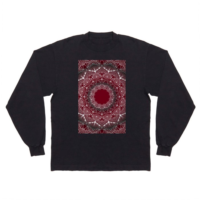 Red & White Color Mandala Art Design Long Sleeve T Shirt
