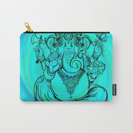 Lord Ganesha on Aqua Spiral Carry-All Pouch