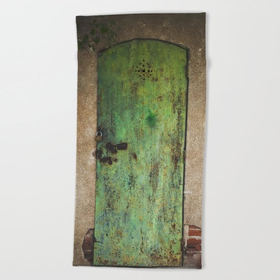 Rusty Green Door Beach Towel