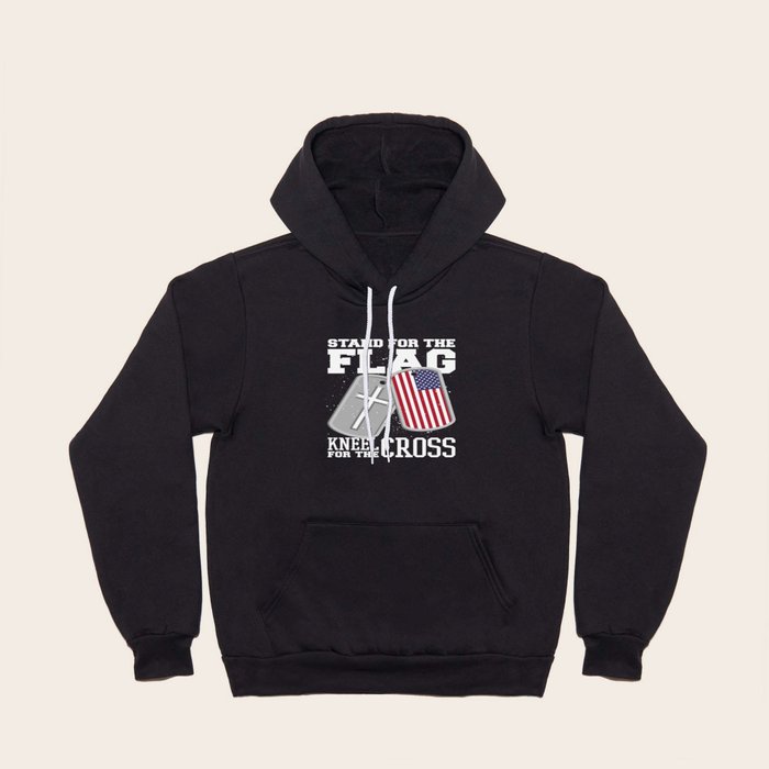 Stand For The Flag Kneel For The Cross Dog Tags Military Hoody by