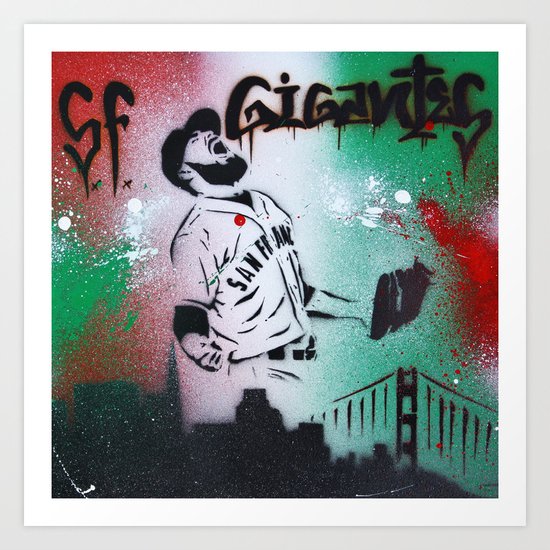 Mexican flag themed Sergio Romo SF Giants Gigantes Aerosol Stencil Art Painting Art Print