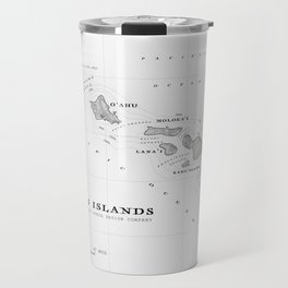 The Hawaiian Islands [Black & White] Map Print Travel Mug