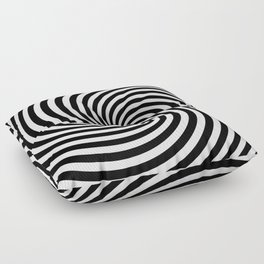 Black And White Op Art Spiral Floor Pillow