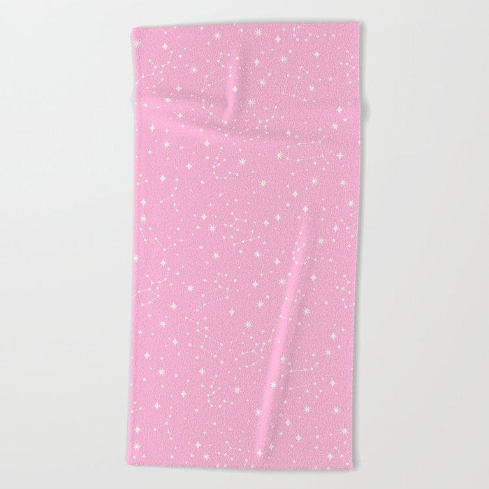 Pink Constellations Beach Towel