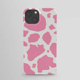 pink and white animal print cow spots iPhone Case