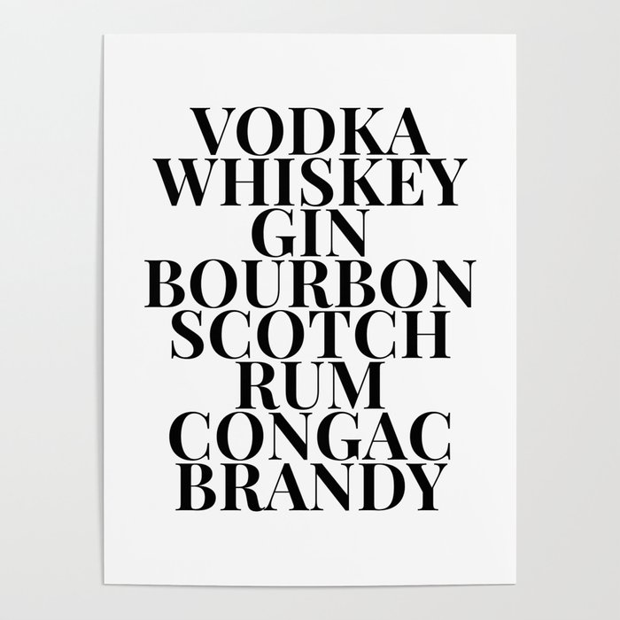 Vodka Whiskey Gin Bar Cart Poster