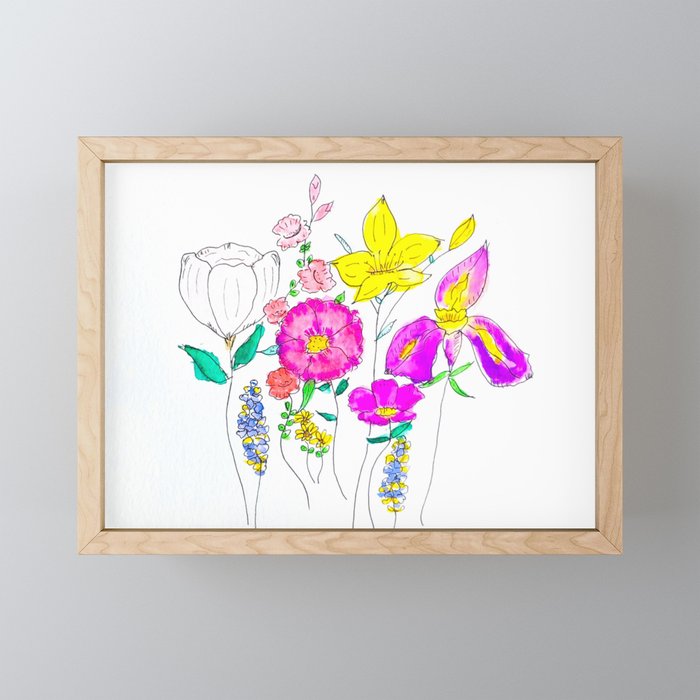 Watercolor Bouquet Framed Mini Art Print