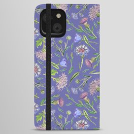 Cornflower, Thistle and Veri Peri Meadow floral pattern   iPhone Wallet Case