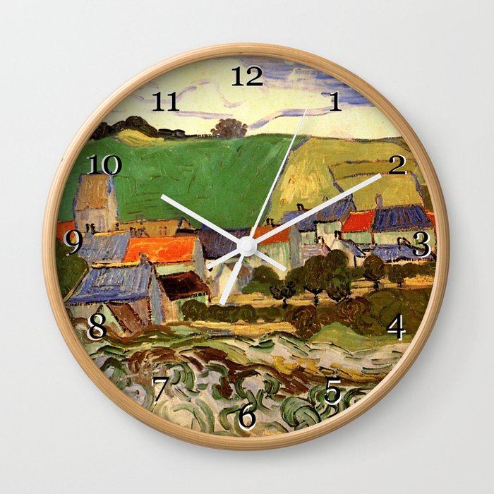 View of Auvers, Vincent van Gogh. Wall Clock