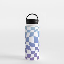 Warped Checkered Ombre Pattern (blue/purple) Water Bottle