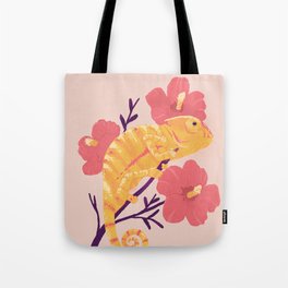 Summer Island Chameleon Illustration Tote Bag