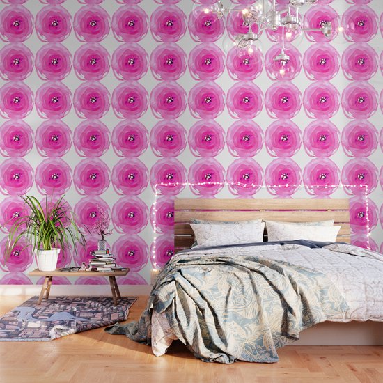 Pink Rose Floral Watercolor Abstract Painting Wallpaper By Dec02