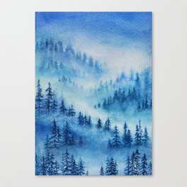 Blue Misty Trees Canvas Print