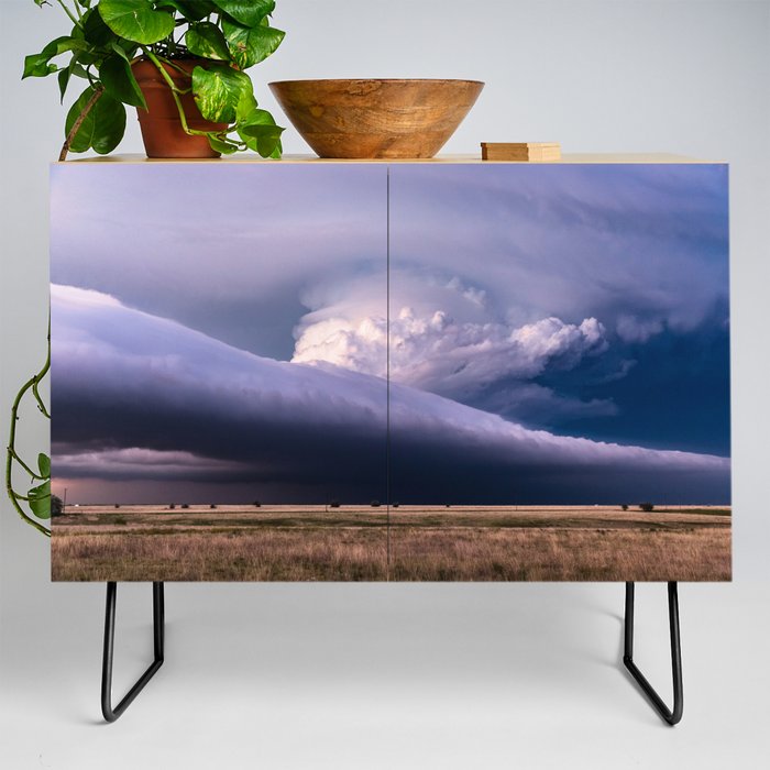 Wing Span - Supercell Thunderstorm Spans Horizon on Stormy Spring Evening in Texas Credenza