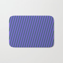 [ Thumbnail: Dark Green and Slate Blue Colored Striped Pattern Bath Mat ]