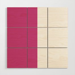 Fuchsia Pink and White Split in Vertical Halves Wood Wall Art